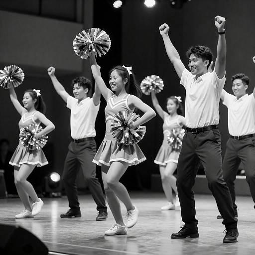 Black-and-White Lively Cheerleaders and Dancers