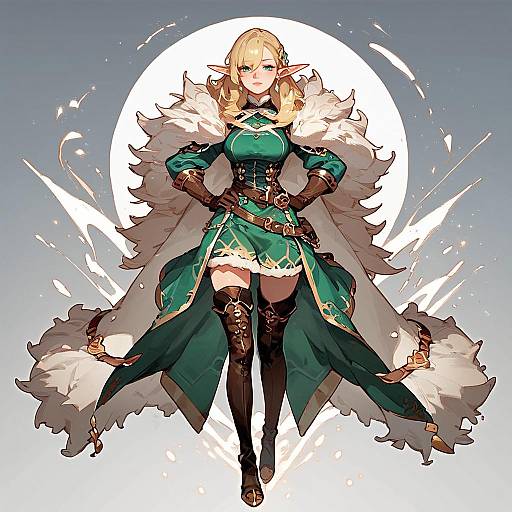 Blonde Elf Girl in Fur Cape