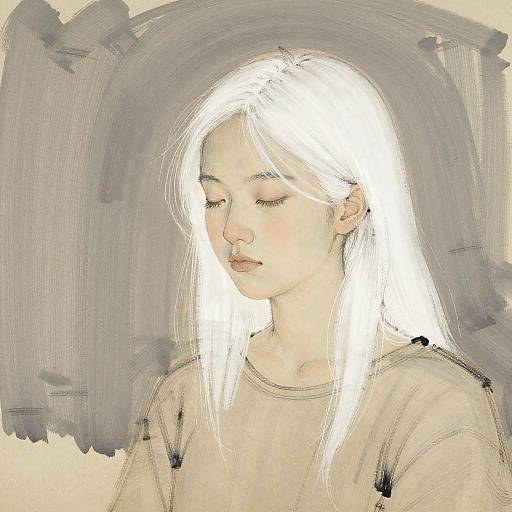 Chalk-White Hair Girl Conceptual Art