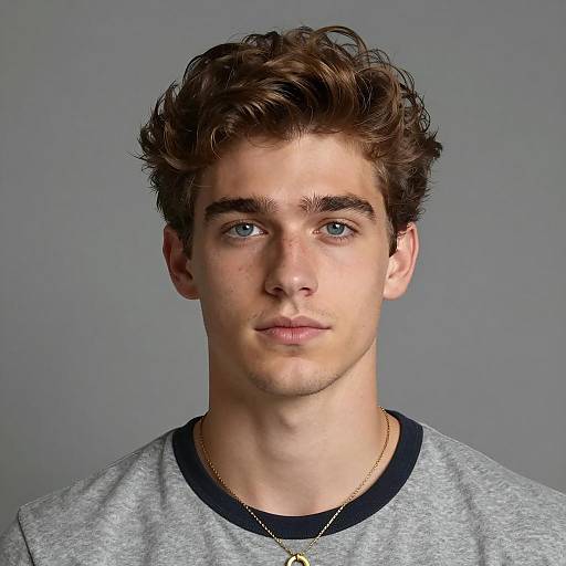 Handsome Young Man with Wavy Hair