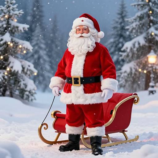 Classic Male Santa in Winter Wonderland