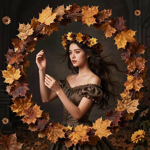 Autumn Wind Elemental Lady Portrait