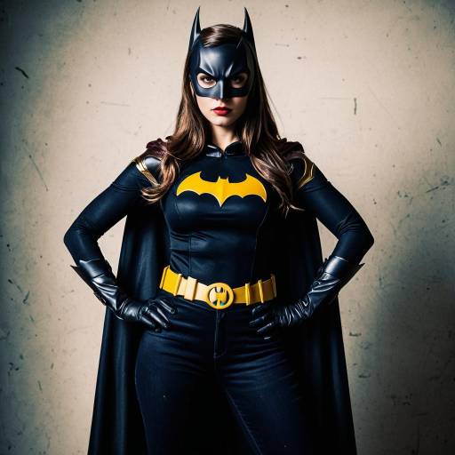 Woman in Batgirl Costume with Cape
