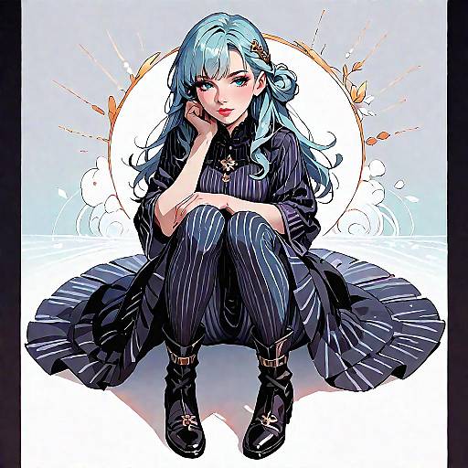 Velvet Dress Anime Solo with Topknot