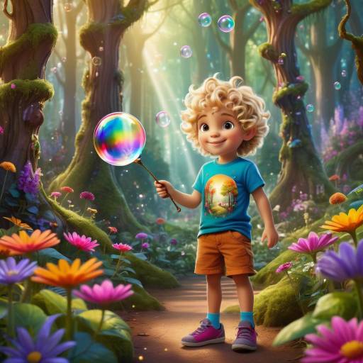 Joyful Child in Enchanting Forest Scene