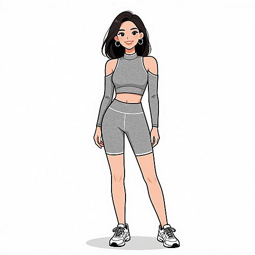 Sporty Chic Woman in Gray Activewear