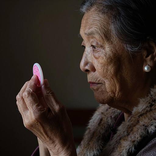 Elderly Woman in Profile with Jewelry