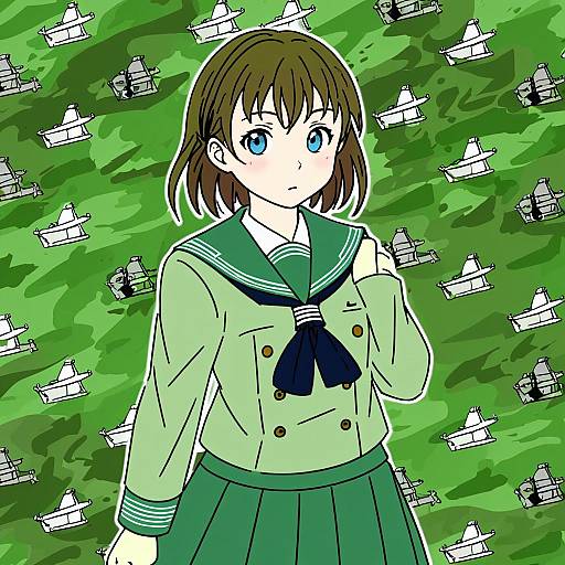 Illustration of Hachijou (kancolle), kantai collection in the style of Hyakumangoku masurao