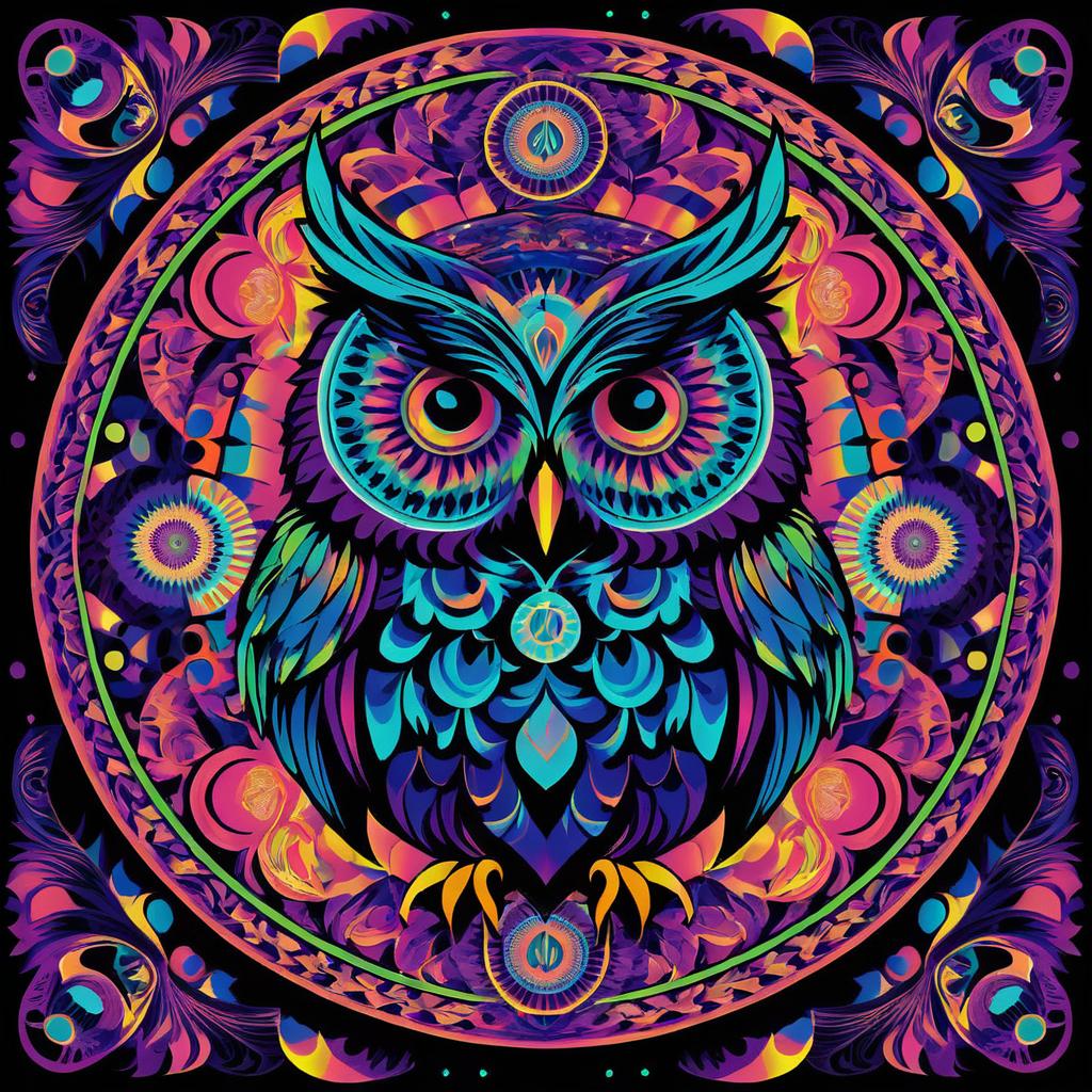 Psychedelic Owl Peace Symbol Art