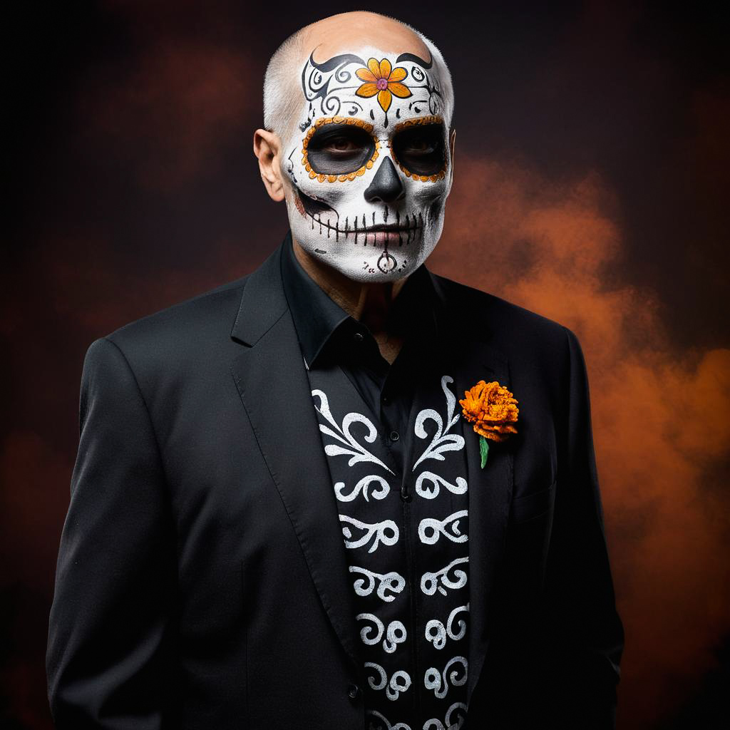 Elderly Man in Day of the Dead Attire