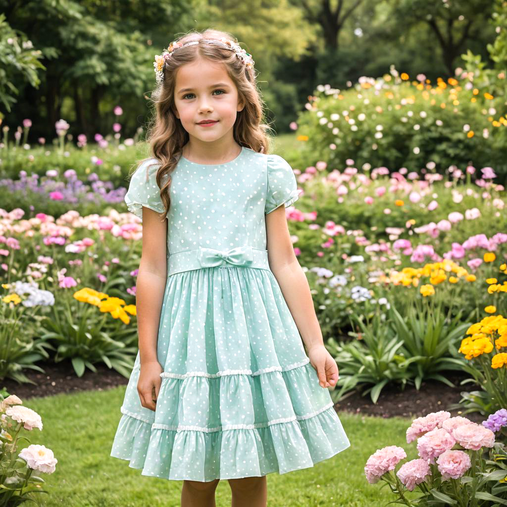 Whimsical Flower Garden with Young Girl