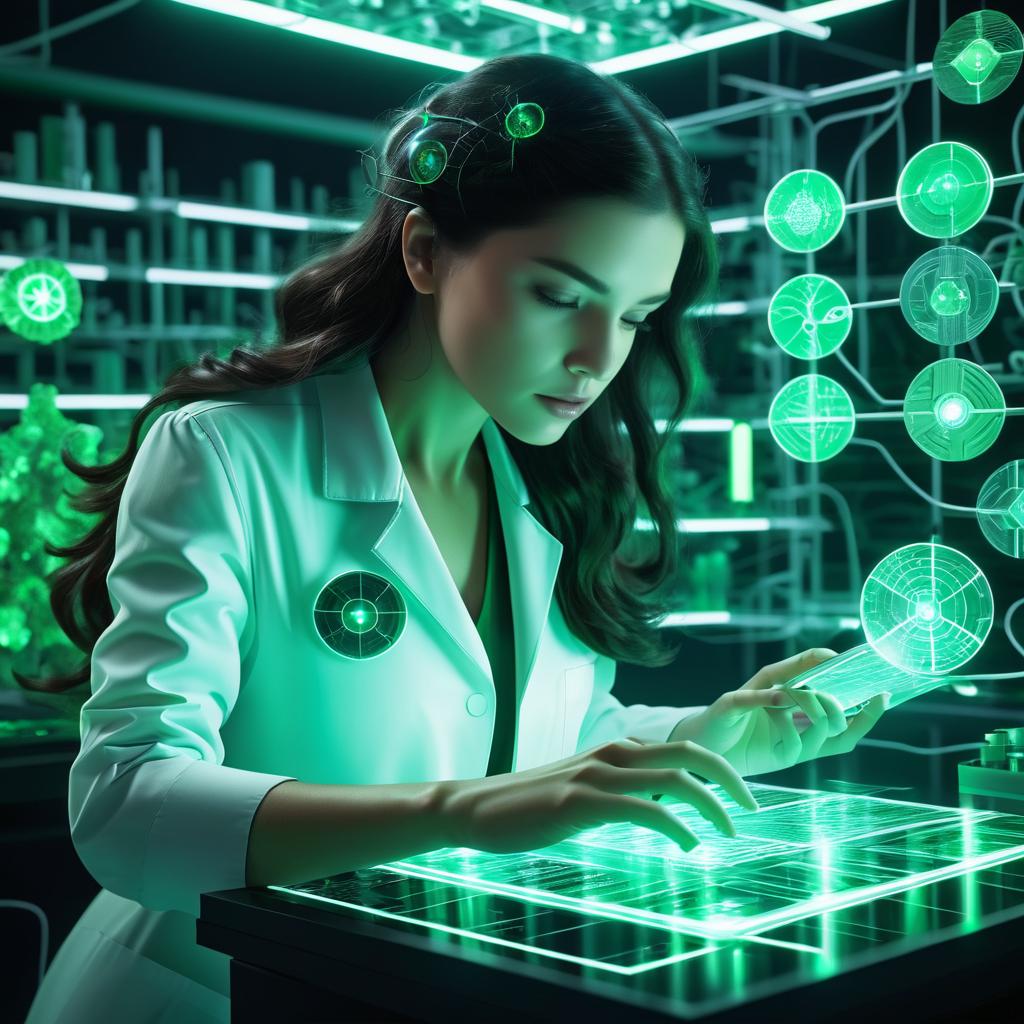 Futuristic Scientist in High-Tech Lab