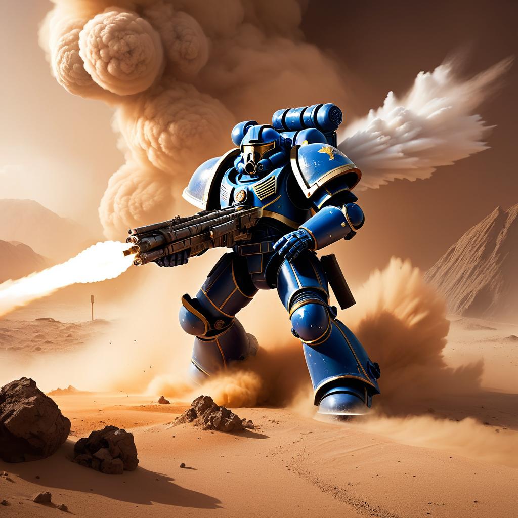 Space Marine vs Rogue AI in Dust Storm