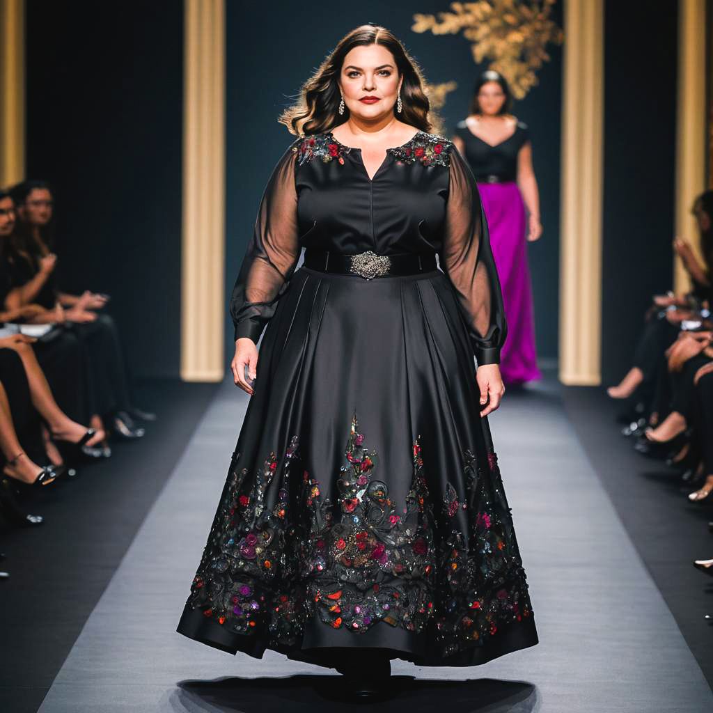 Elegant Plus-Size Outfit on Runway