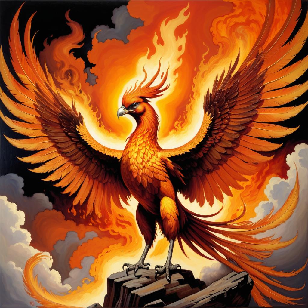 Mythical Phoenix in Fiery Realism