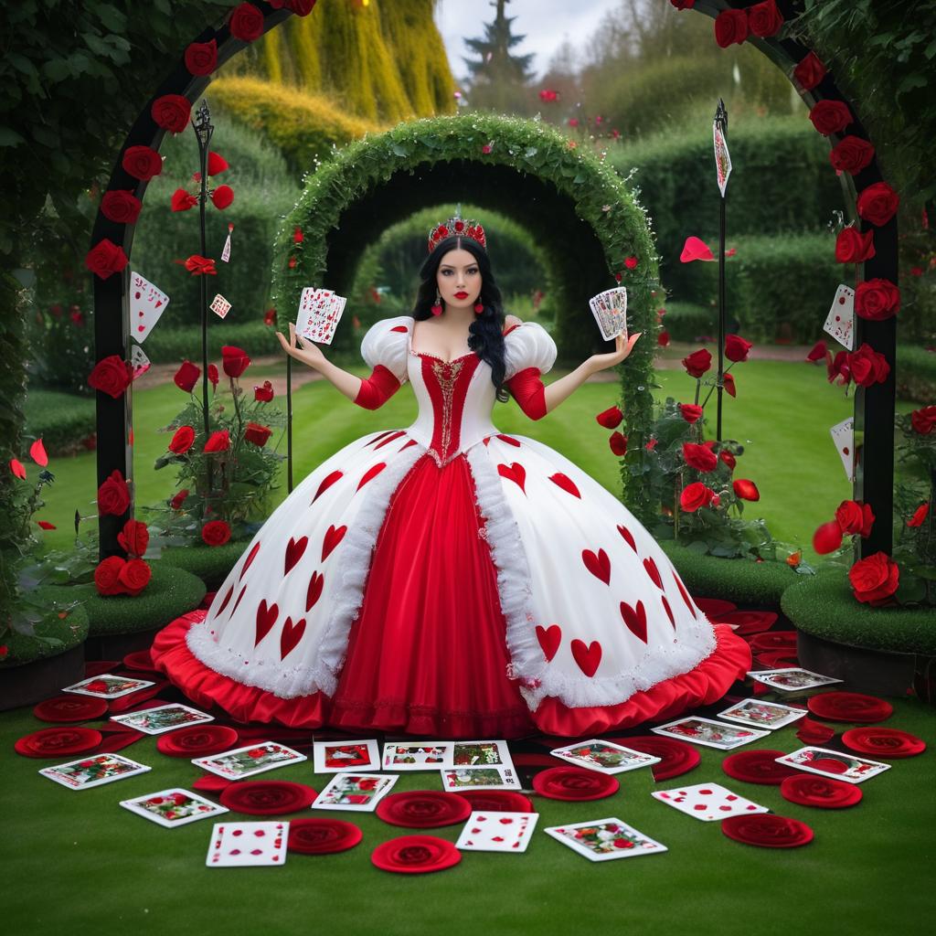 Snow White as Queen of Hearts in Garden