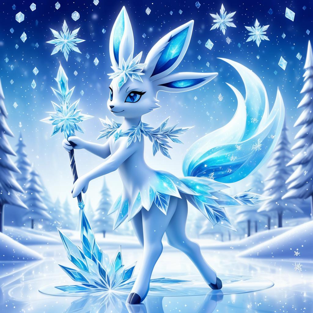 Elegant Glaceon in Snowy Landscape