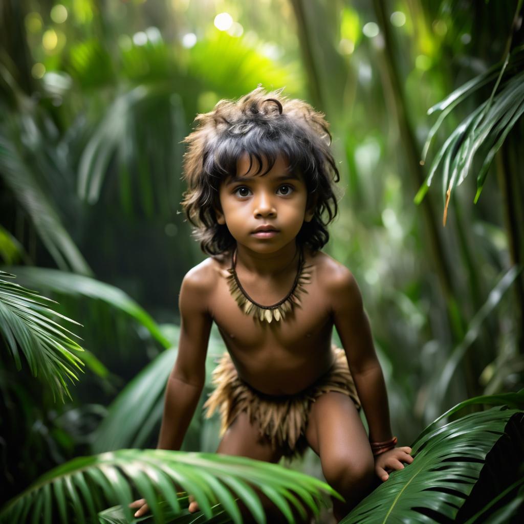 Realistic Mowgli in Jungle Setting