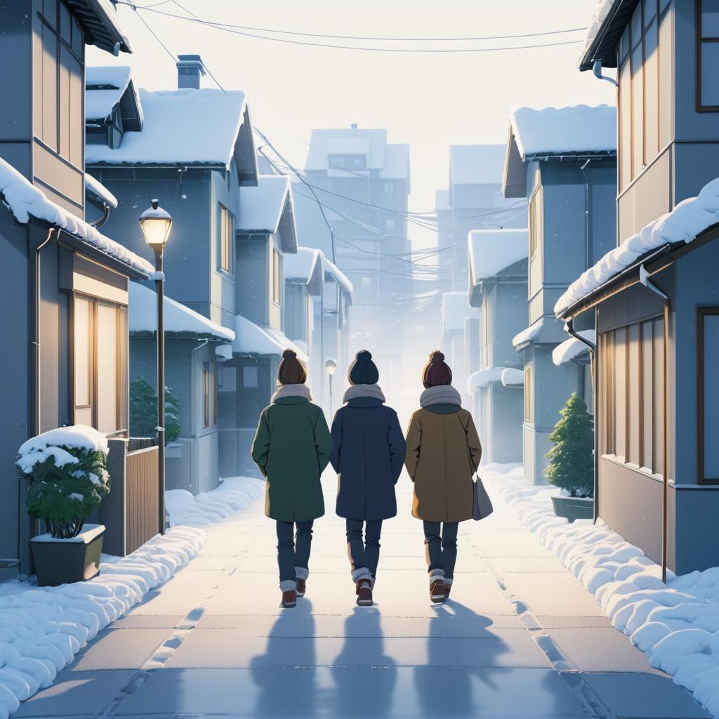 Nostalgic Friends in a Winter Scene