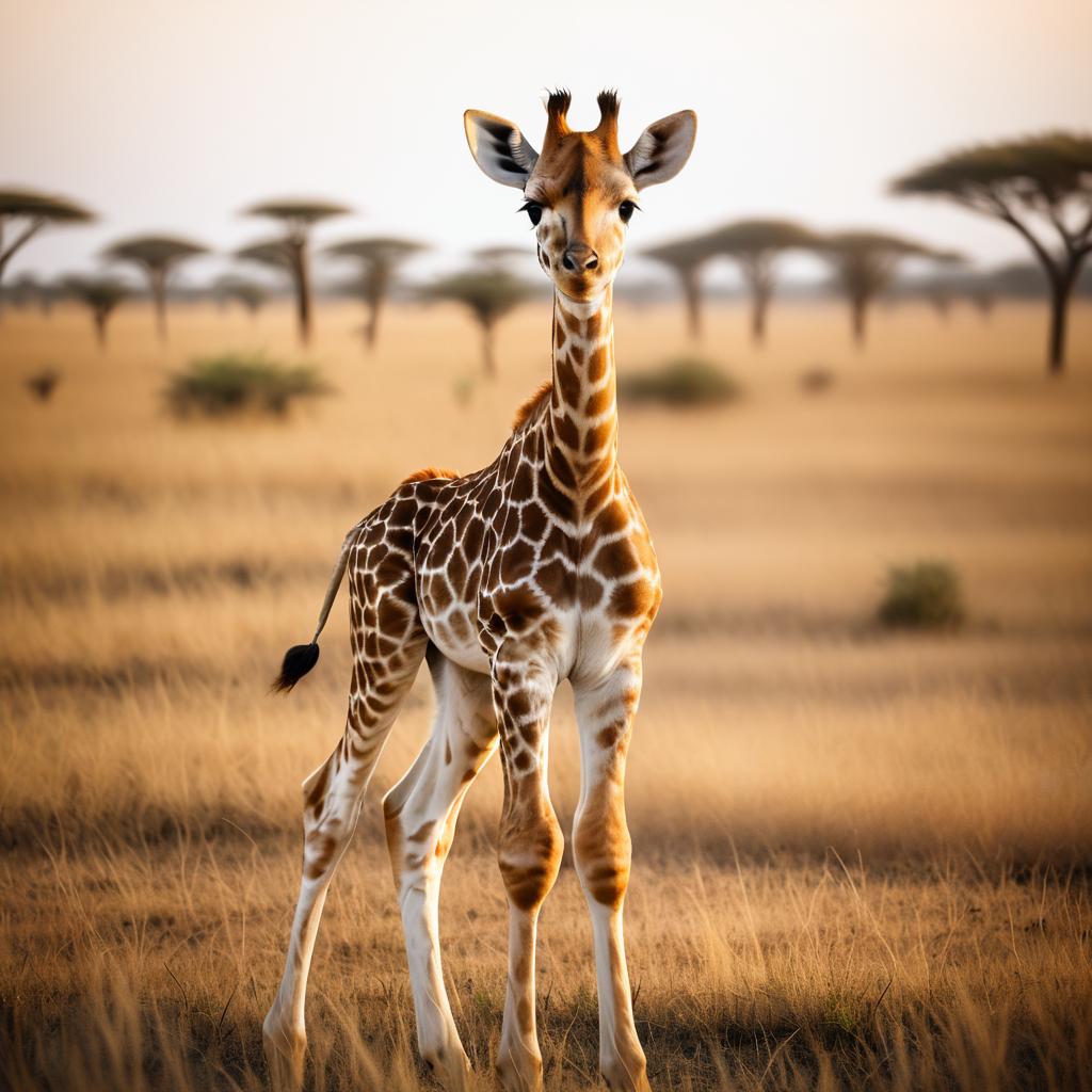 Cinematic Portrait of a Baby Giraffe