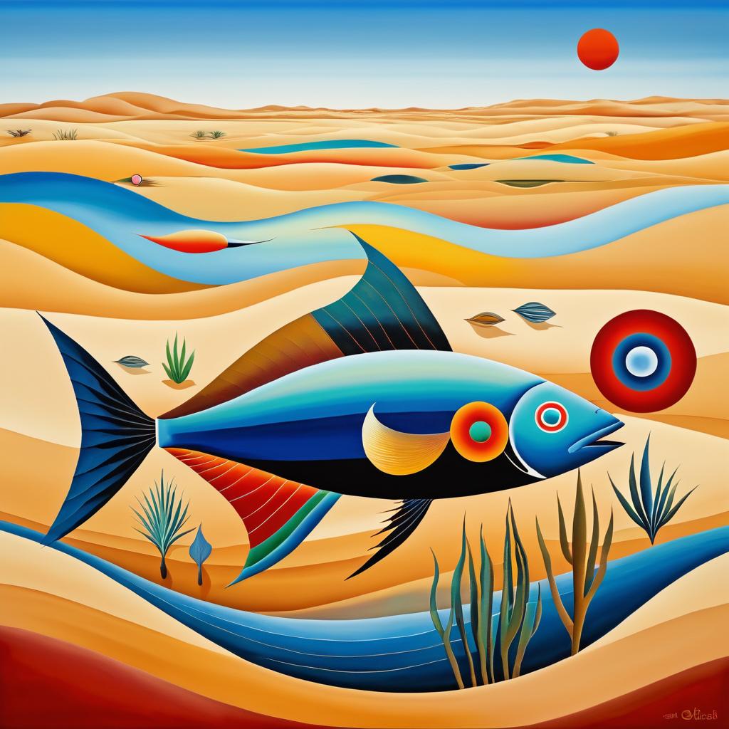 Surreal Fish Swimming in a Desert