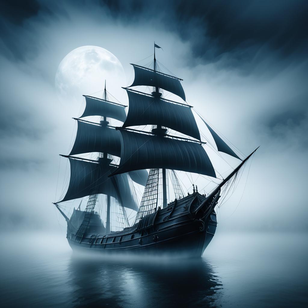 Gothic Fantasy: Ghostly Ship in Fog