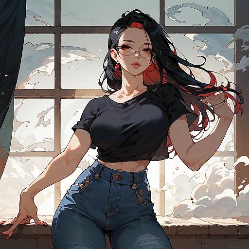 Neon Bedroom Portrait of Aroused Woman