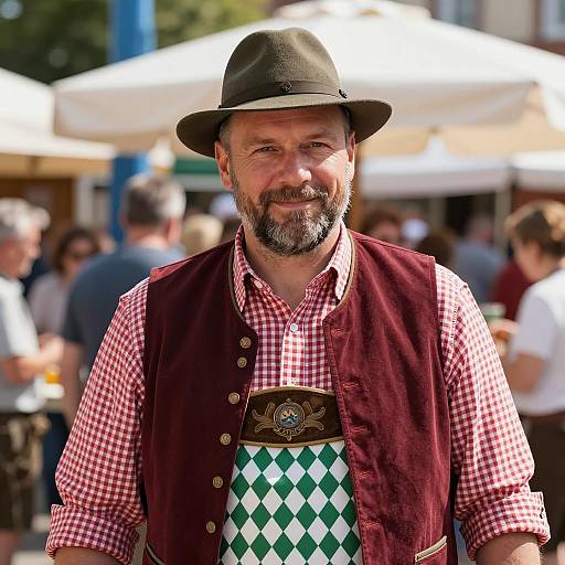 Man in Traditional Bavarian Oktoberfest Outfit