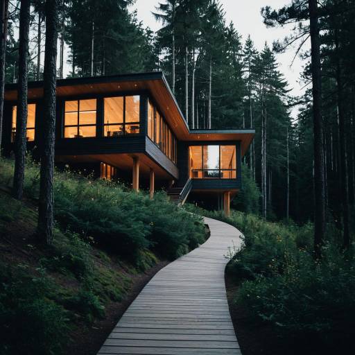 Modern House in Cedar Grove at Dusk