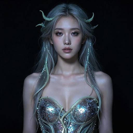 Surreal Siren with Bioluminescent Veins