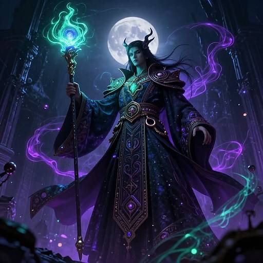 Mystical Sorcerer in Gothic Night