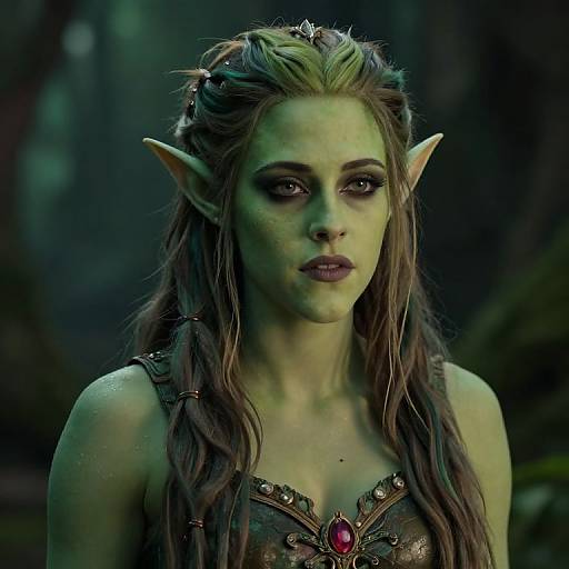 Photorealistic Green-Skinned Elf Kristen Stewart
