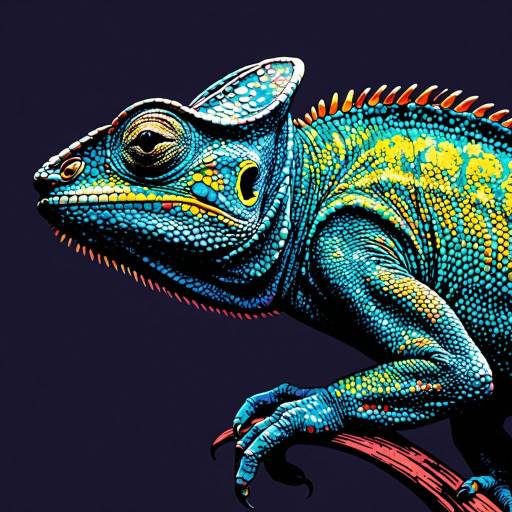 Colorful Warhol-Style Chameleon Art