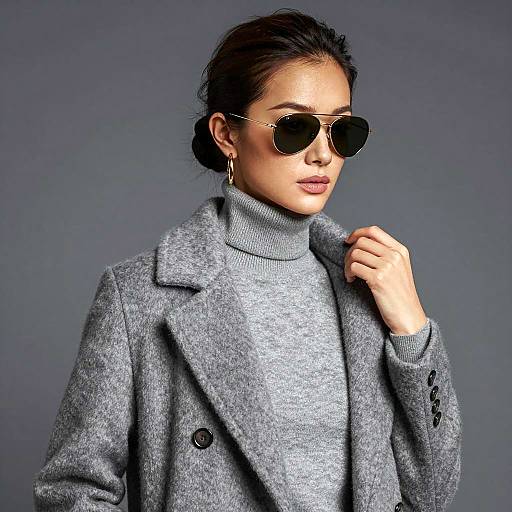 Chic Woman in Grey Ensemble