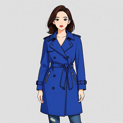 Chic Woman in Cobalt Trench Coat