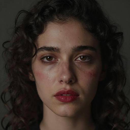 Close-up of Woman with Tear and Bruise