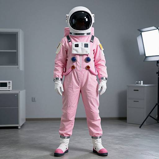 Woman in Pink Astronaut Suit