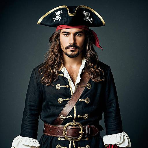 Man in Pirate Costume with Long Hair