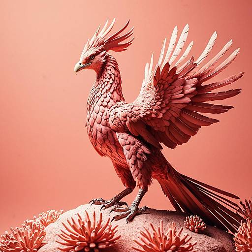 Dynamic Coral Pink Phoenix Artwork
