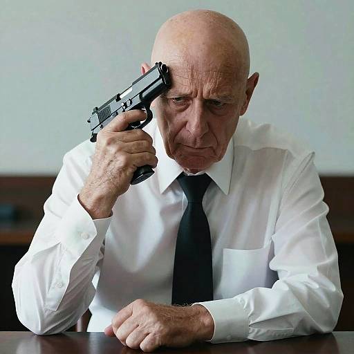 Dramatic Portrait of Man with Handgun