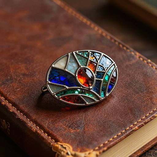 Stained Glass Jewel Tone Brooch