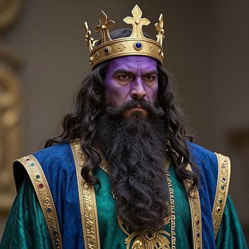 Regal Bearded Man with Purple Face