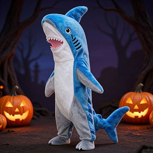 Playful Shark Costume on Halloween Night
