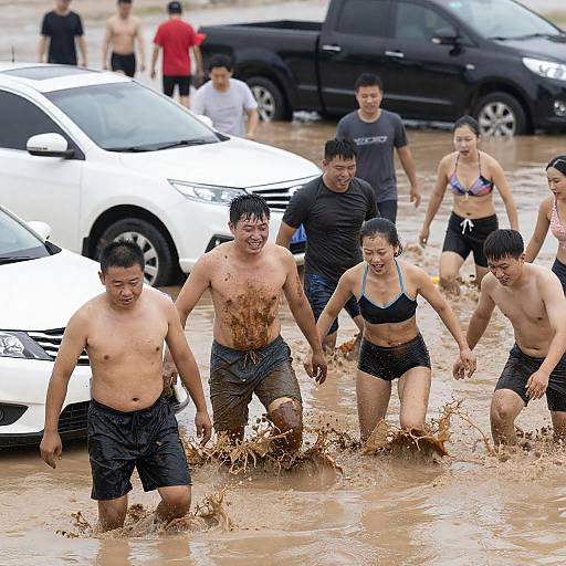 Playful Flood Fun: Muddy Memories Captured