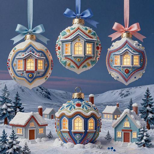 Art Nouveau Icelandic Winter Ornament Diorama