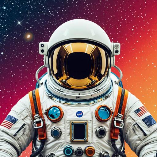Astronaut in Spacesuit Helmet with Gradient Space Background