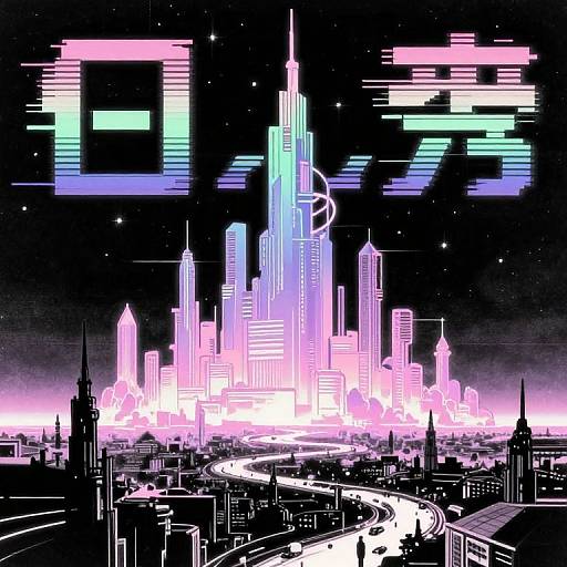 80s Retro Sci-Fi Neon Cyberpunk City