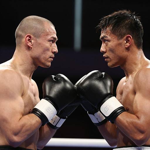 Intense Boxing Match: Focused Confrontation