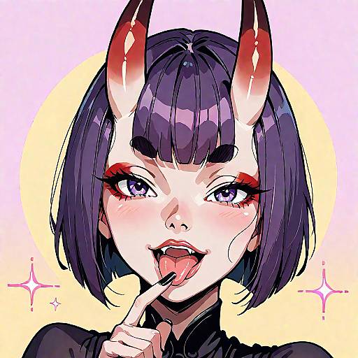 Vibrant Oni Portrait with Bold Makeup