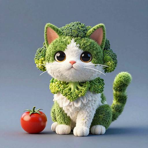 Surreal Vegetable Cat CGI